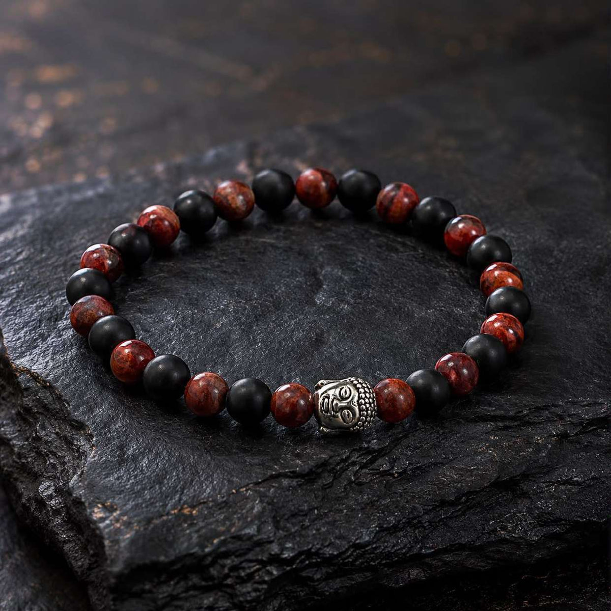 Karungali & Red Sandalwood Buddha Face Bracelet