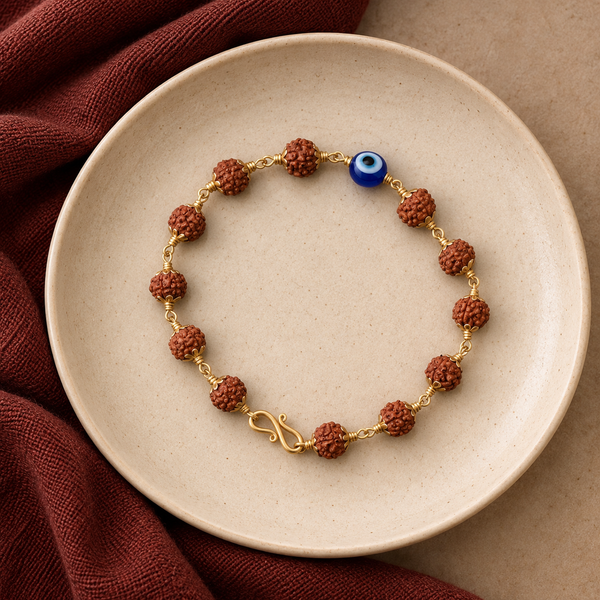 Rudraksha Panchaloha Evil Eye Bracelet