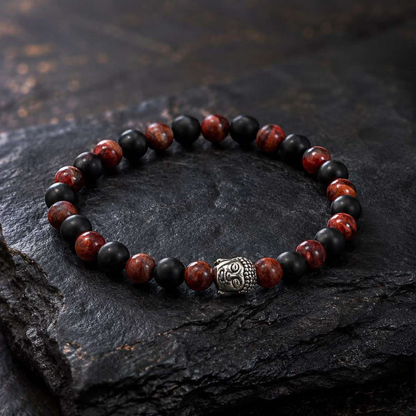 Karungali & Red Sandalwood Buddha Face Bracelet