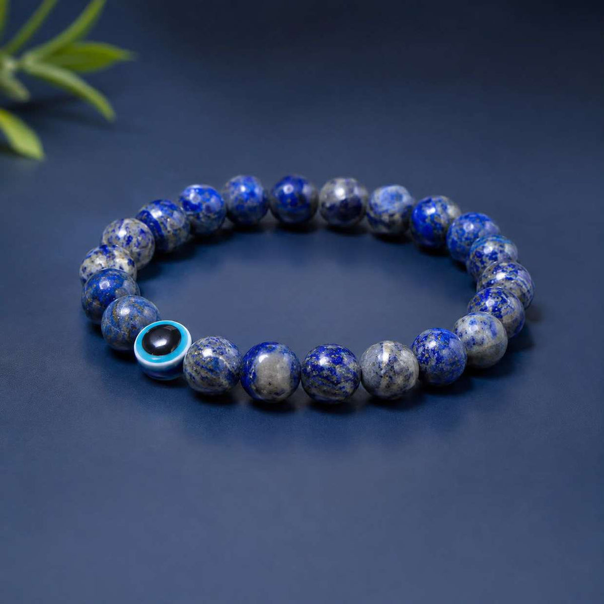 Lapis Lazuli Gemstone Bracelet with Evil Eye