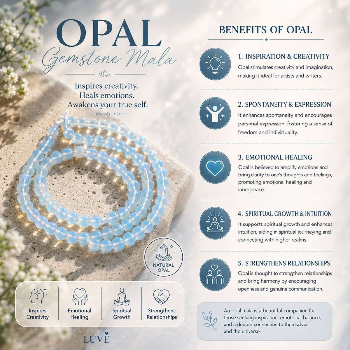 Opal Gemstone Mala