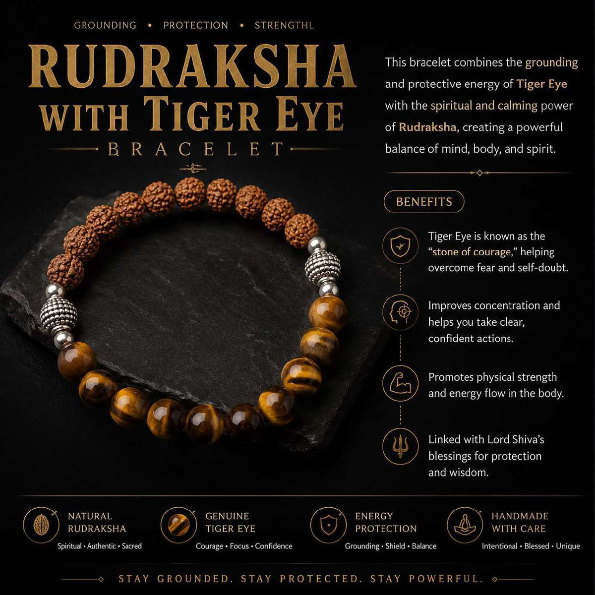 Tiger Eye with Rudraksha Bracelet