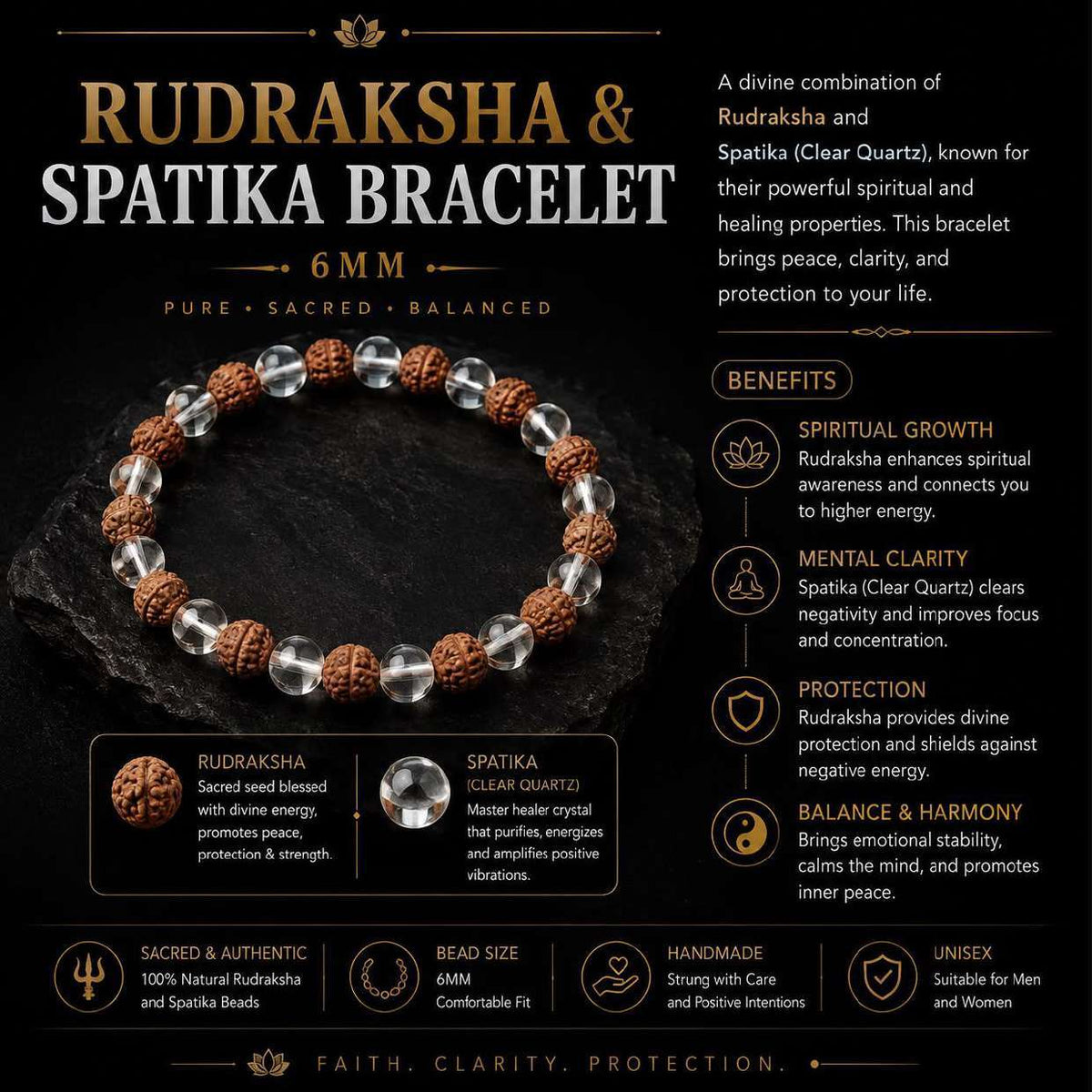 Rudraksha & Spatika Bracelet
