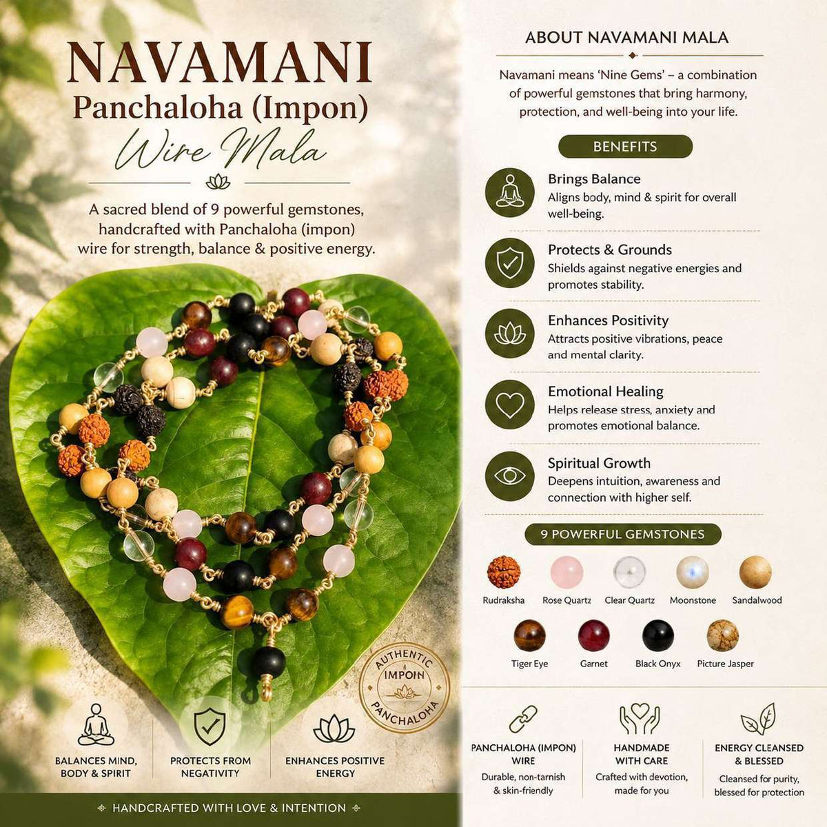 Navamani Panchaloha (Impon) Mala