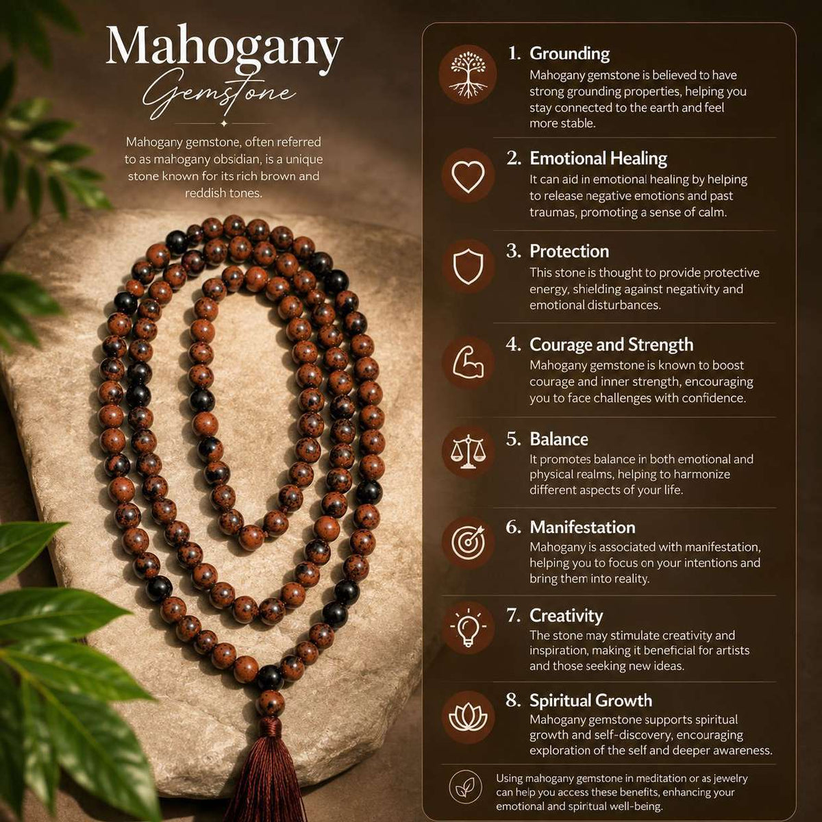 Mahogany Gemstone Mala