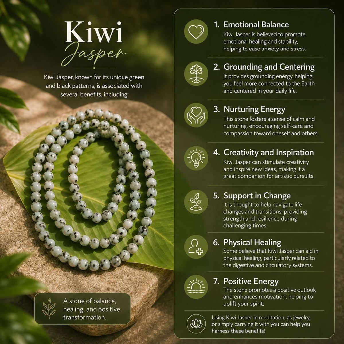Kiwi Jasper Gemstone Mala