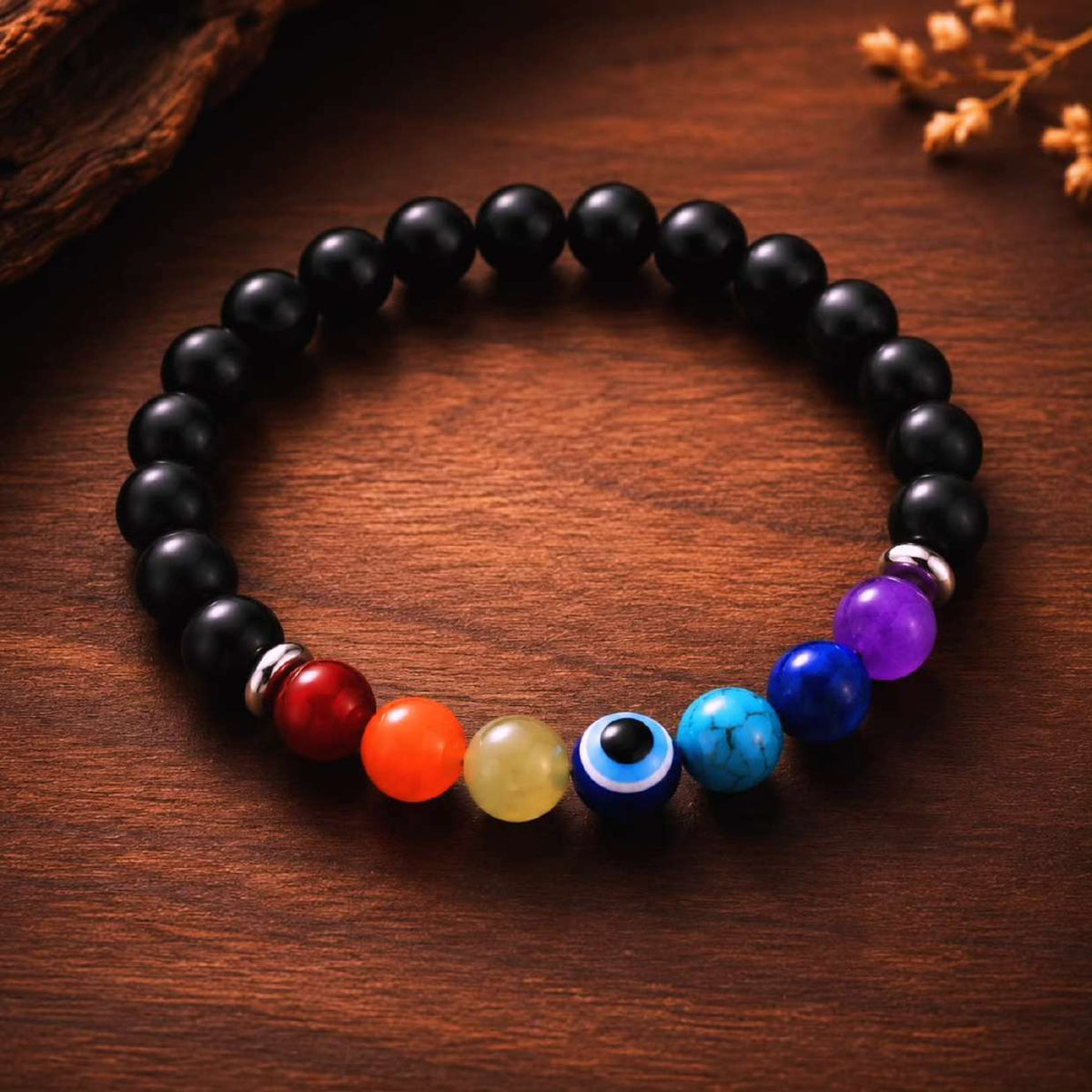 Karungali & Chakra with Evil Eye Bracelet