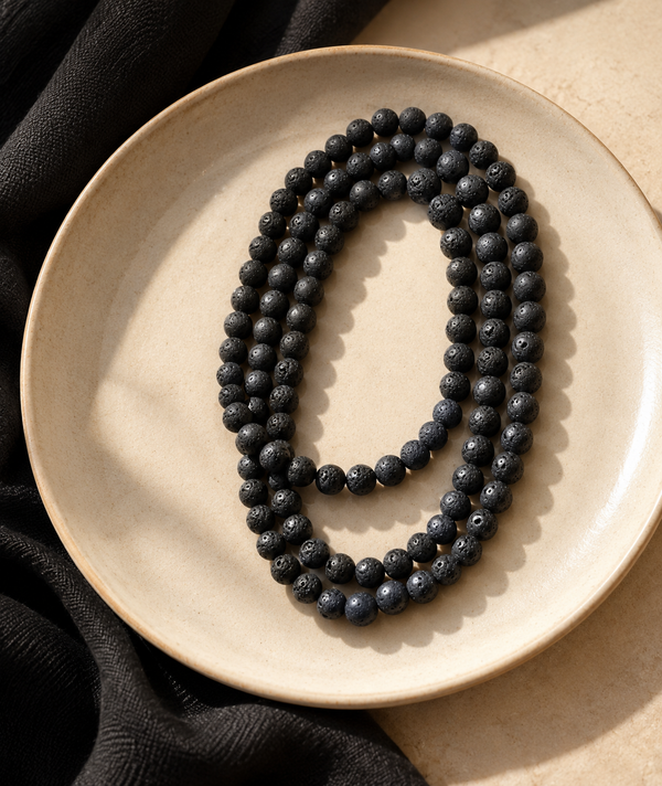 Lava stone Neckpiece 108 Pearls