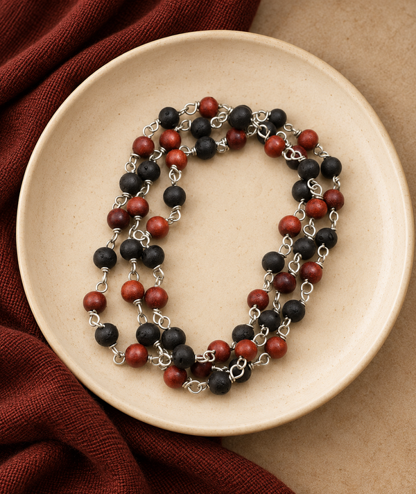 Red Sandalwood & Karungali Neckpiece- 6mm