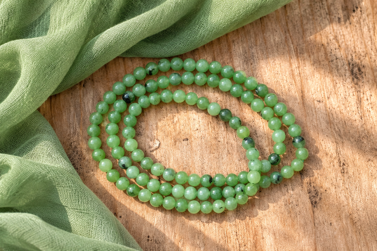 Prehnite Gemstone Neckpiece 108 Pearls