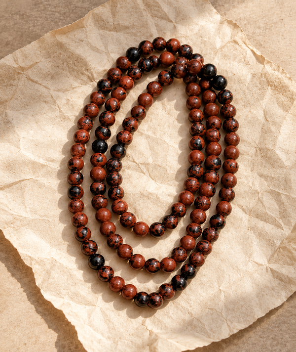 Mahogany Gemstone Neckpiece 108 Pearls
